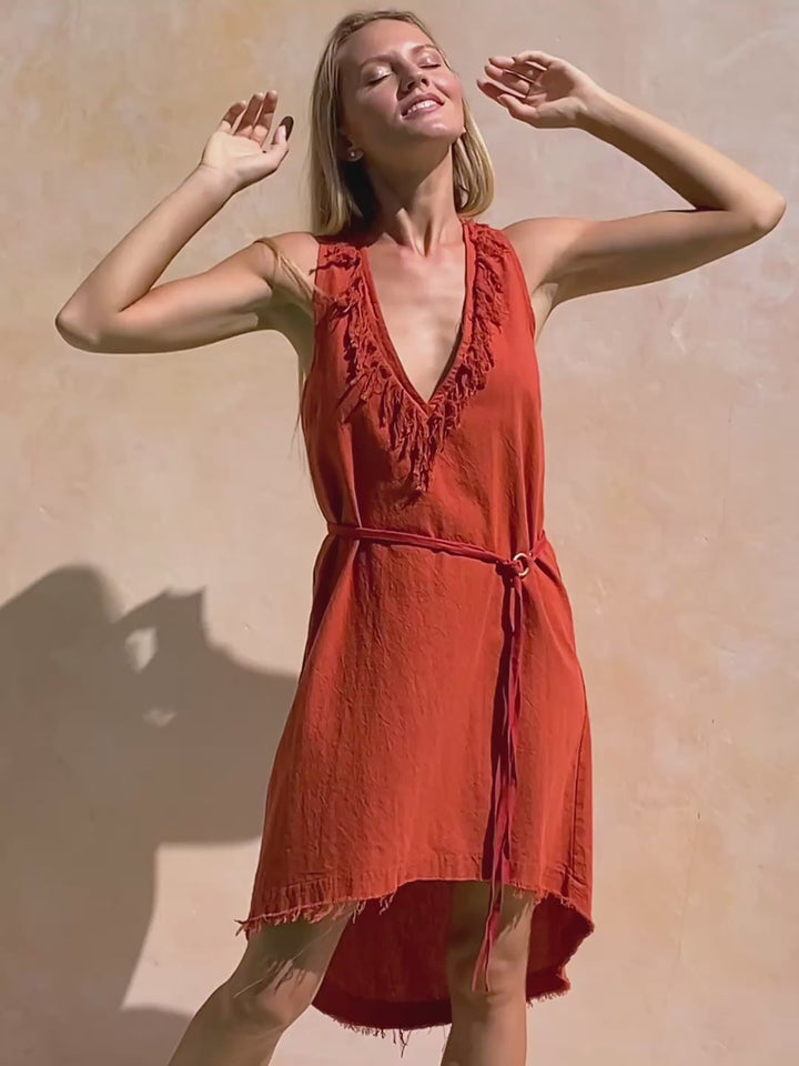 Mini Tunic Dress / Red Ochre