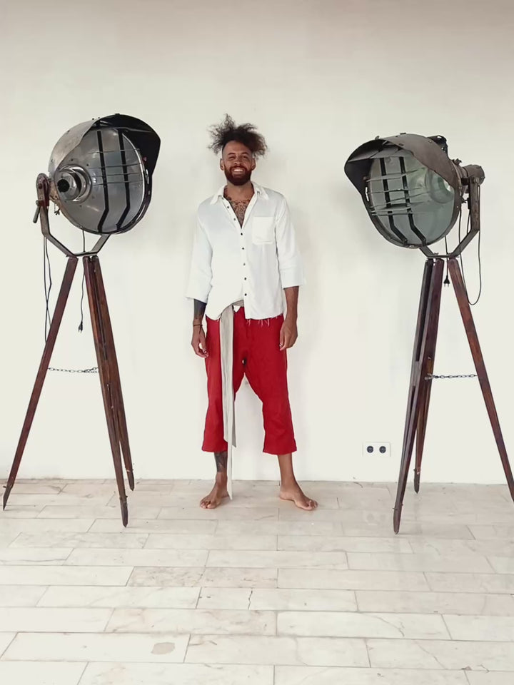 Linen Short Pants / Red Ochre