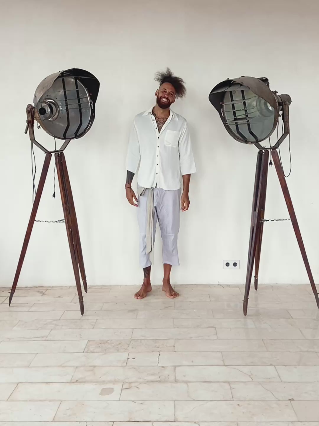 Linen Short Pants / Light Gray