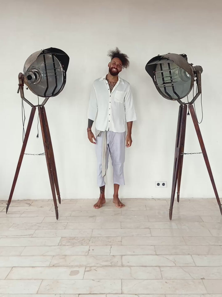 Linen Short Pants / Light Gray