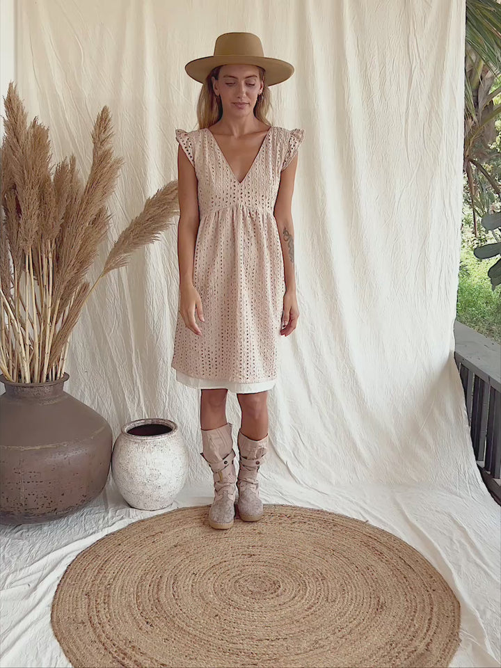 Organic Mini Dress / Beige