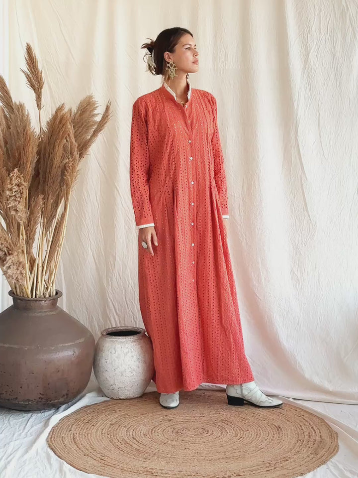 Organic Maxi Dress  / Coral Rose