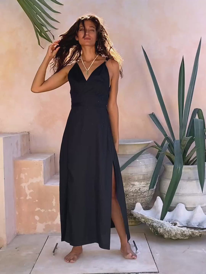 Sleeveless Wrap Dress / Black