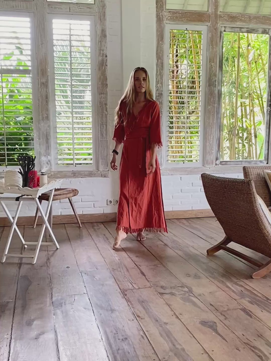 Wrap Boho Dress / Red Ochre