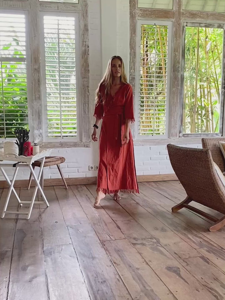 Wrap Boho Dress / Red Ochre