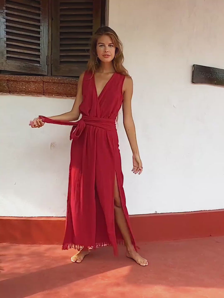 Goan Wrap Dress / Red Ochre