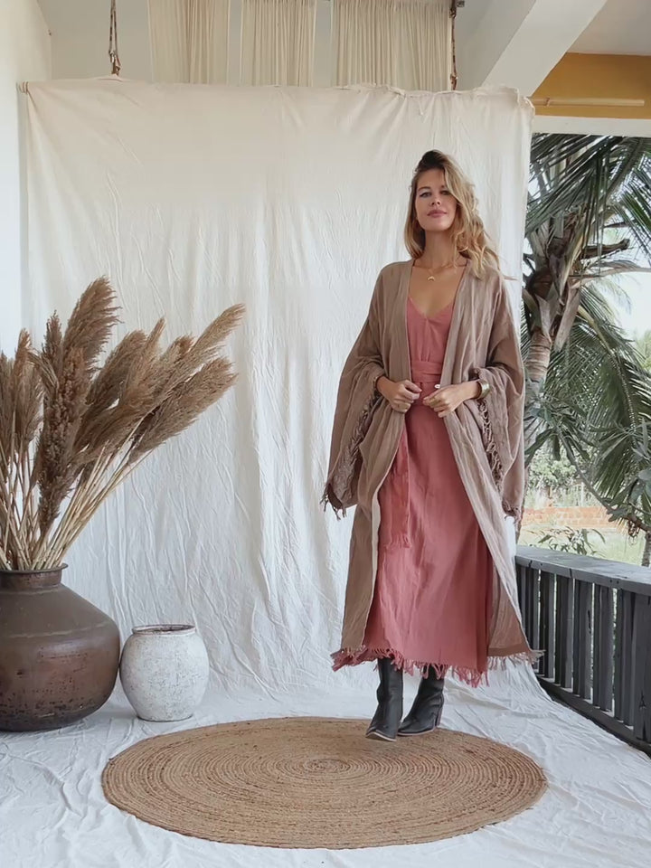 Wide Sleeve Kimono / Coffee