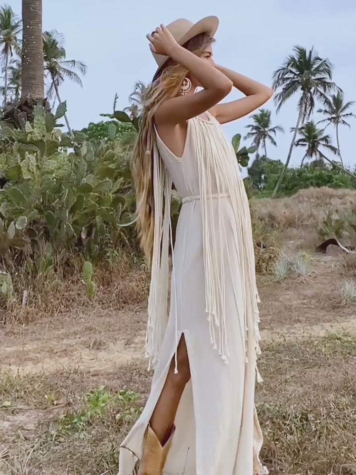 Rope Collar Dress / Off White