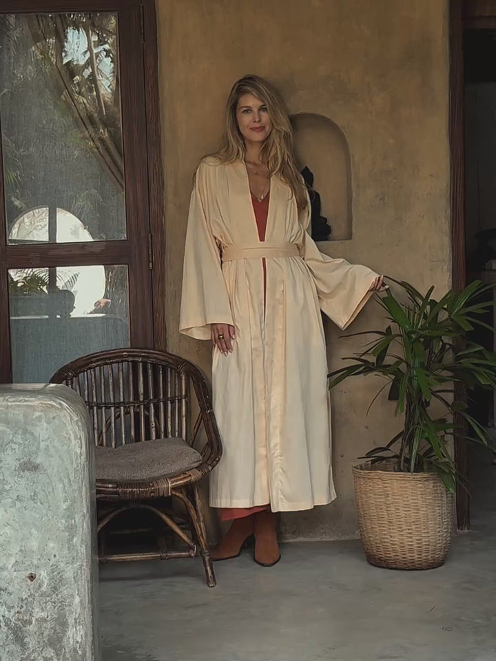 Organic Satin Maxi Kimono / Ivory