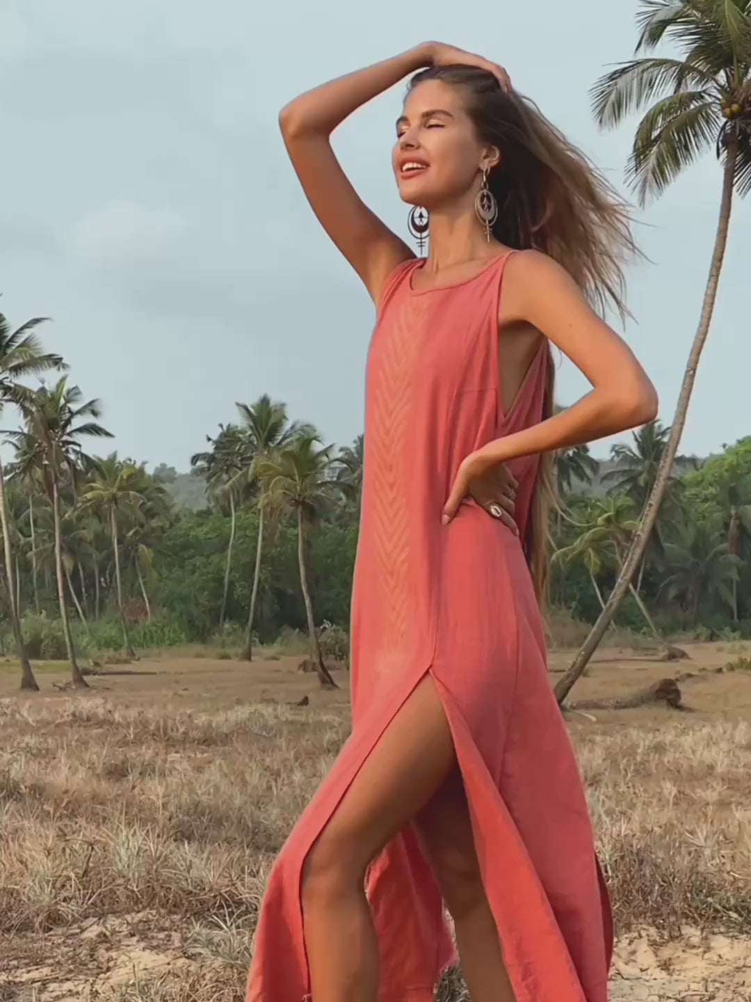 Organic Corner Dress / Coral Rose