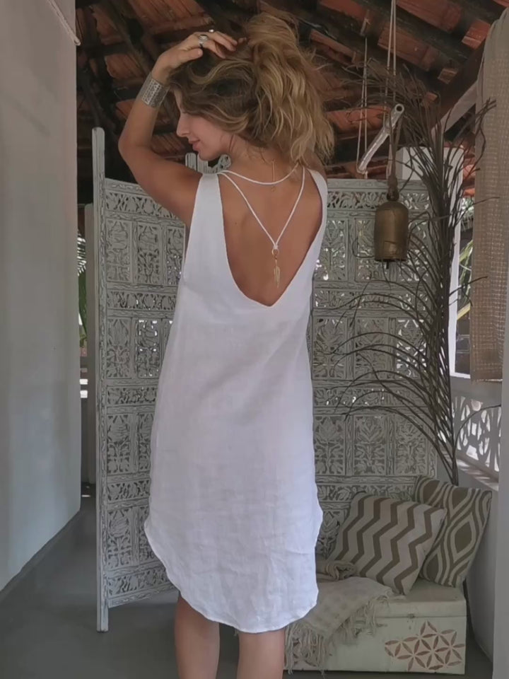 Backless Tunic Dress / White