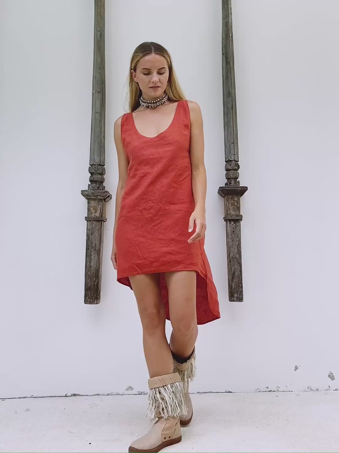 Backless Tunic Dress / Red Ochre