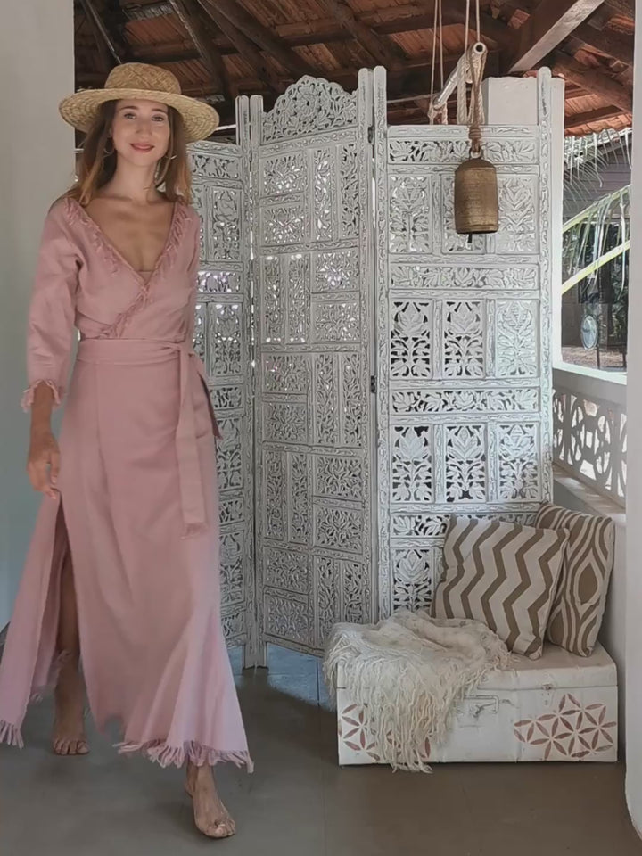 Wrap Boho Dress / Dusty Rose