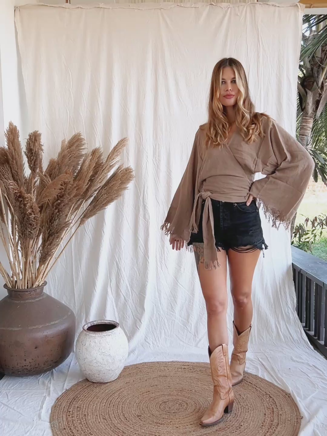 Cotton Wrap Top / Coffee