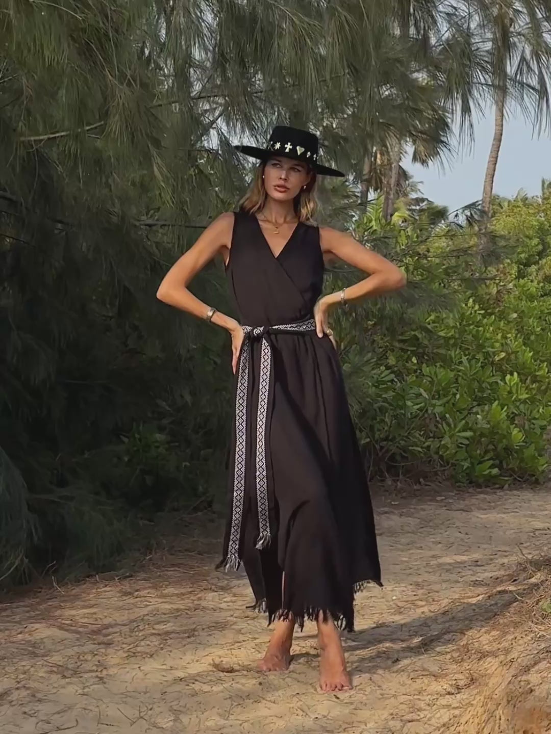 Jacquard Wrap Dress / Black