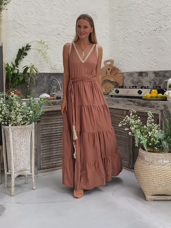 Maxi Tiered Dress / Dusty Pink