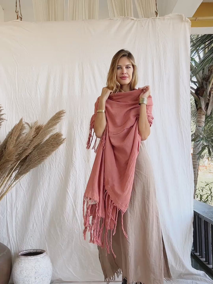 Cotton Wrap Shawl  / Soft Pink