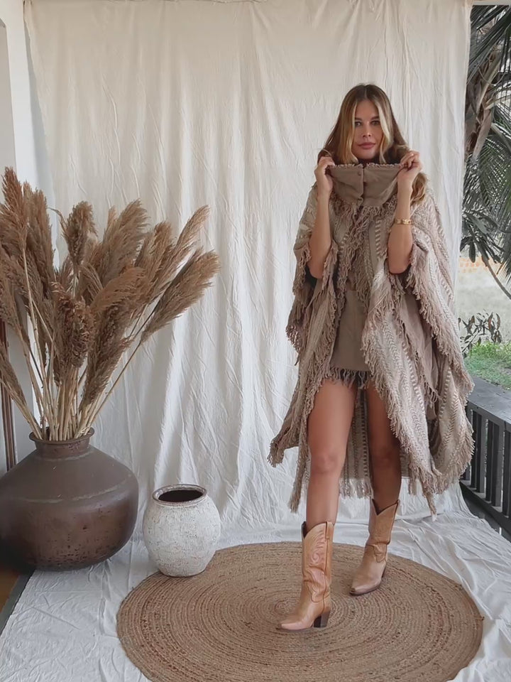 Bohemian Poncho Coat / Coffee