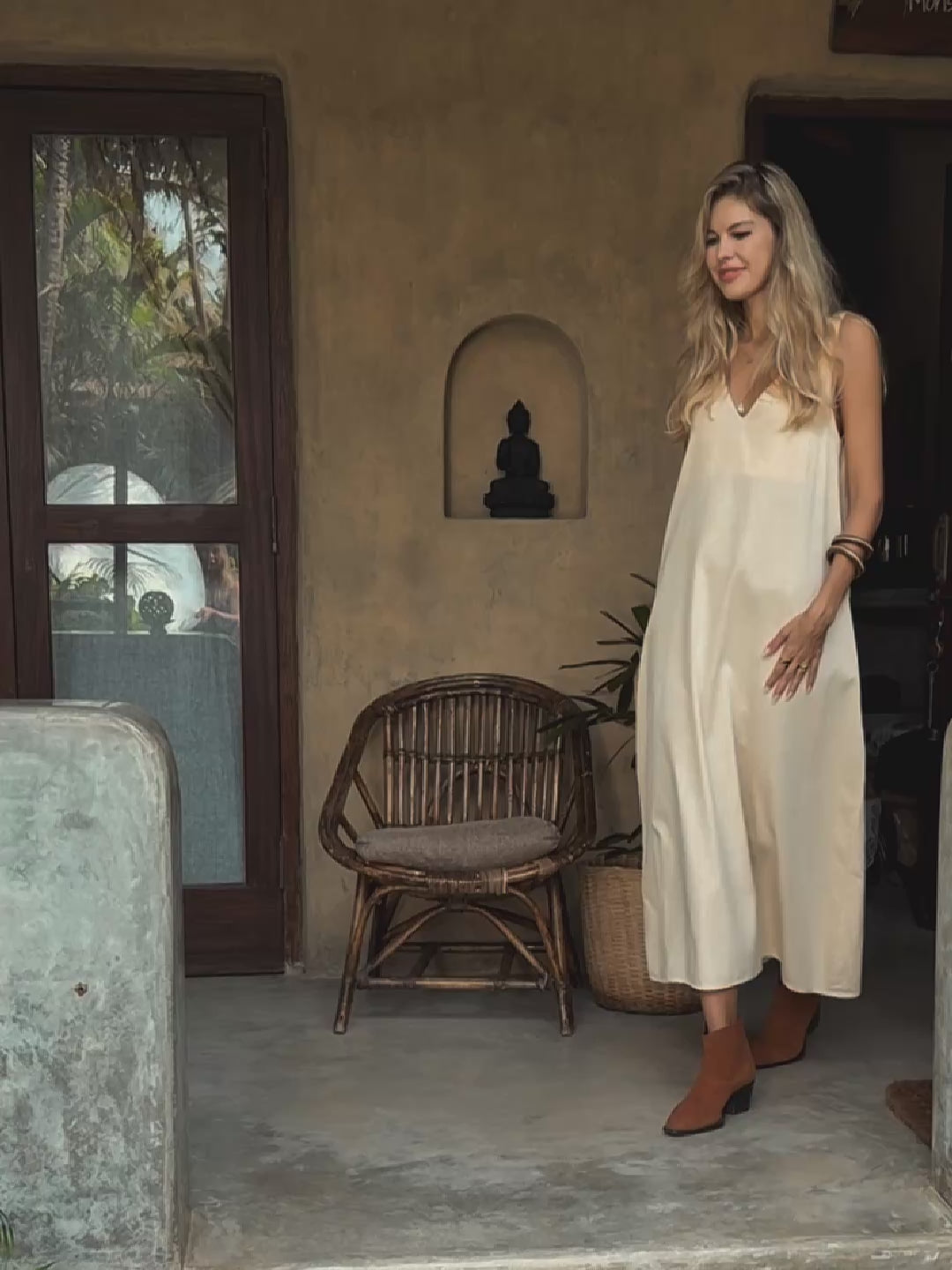 Organic Satin Maxi Dress / Ivory