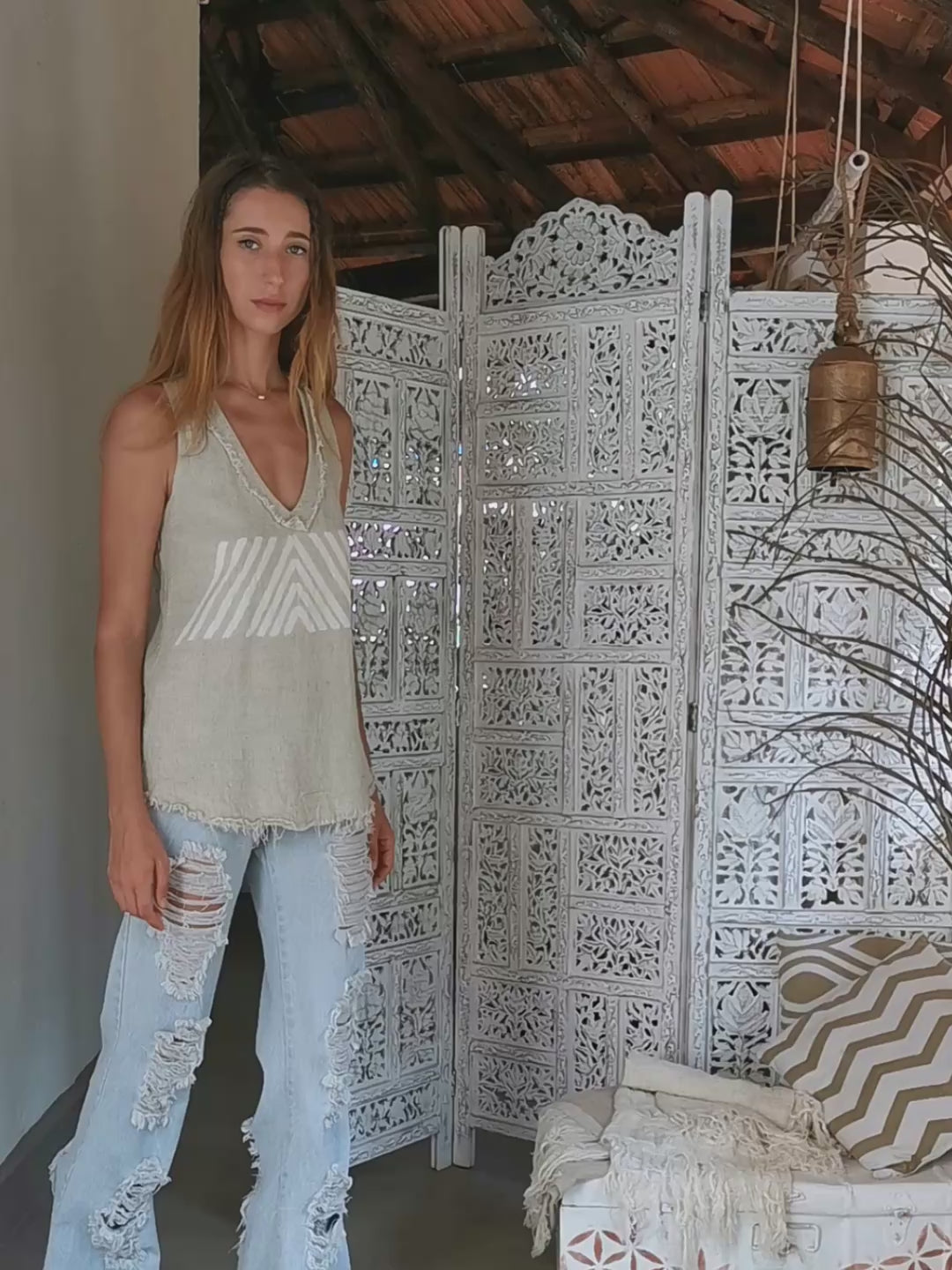 Linen Rayon Top / Grey