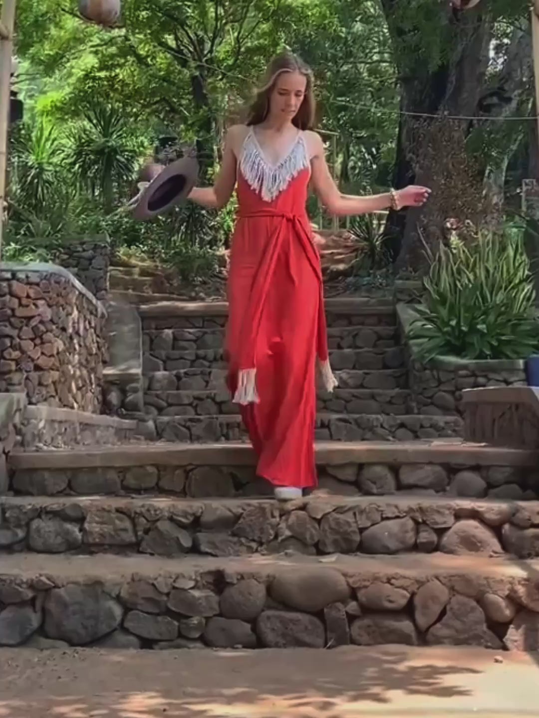 Boho Fringed Dress / Red Ochre