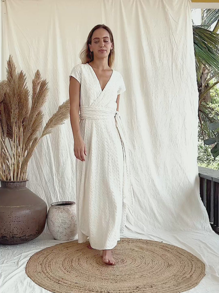 Organic Wrap Dress / Off White - ChintamaniAlchemi L