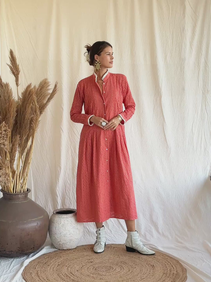 Organic Midi Dress / Coral Rose