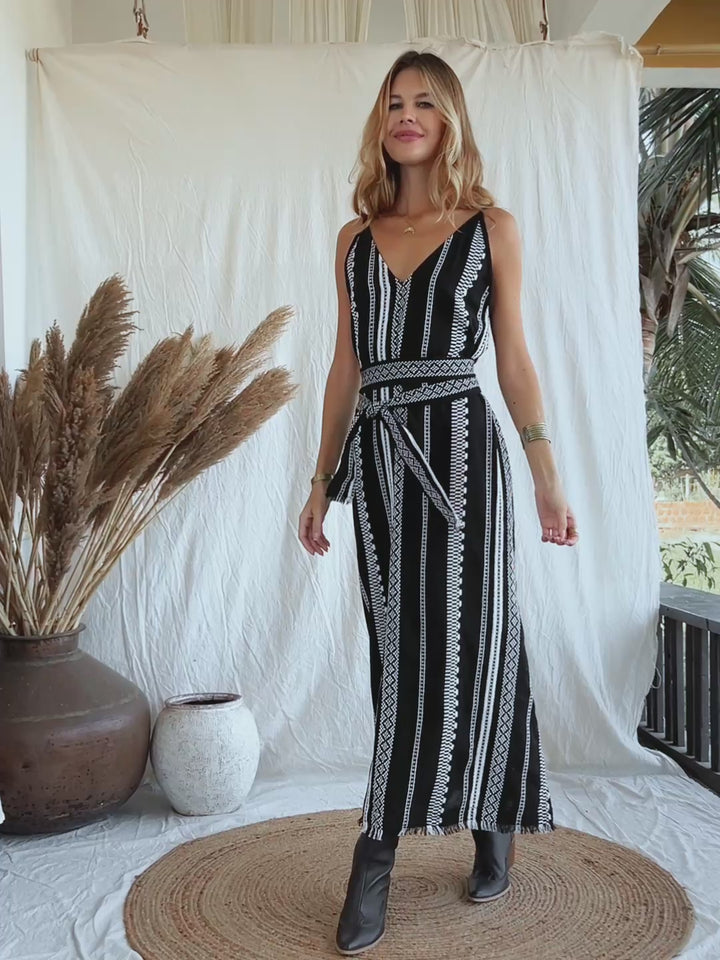 Jacquard Maxi Dress / Black & White