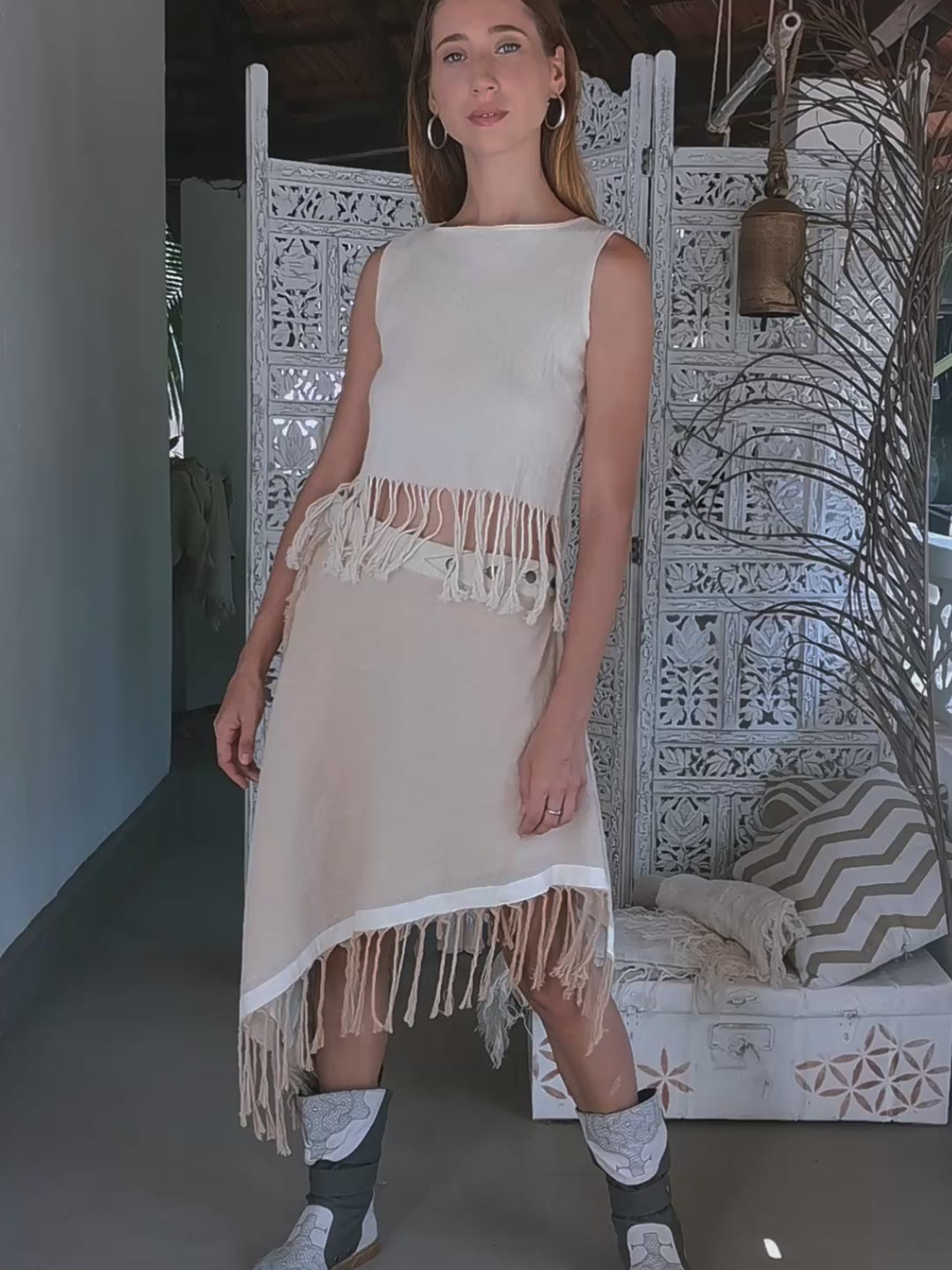 Cotton Wrap Skirt / Beige