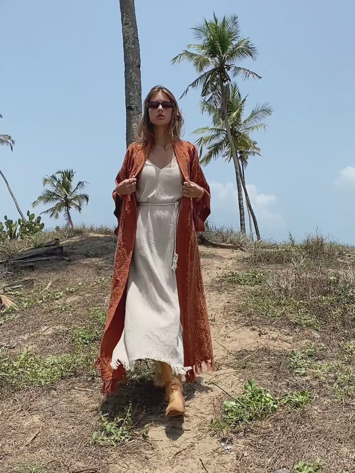 Block Print Kimono / Rust