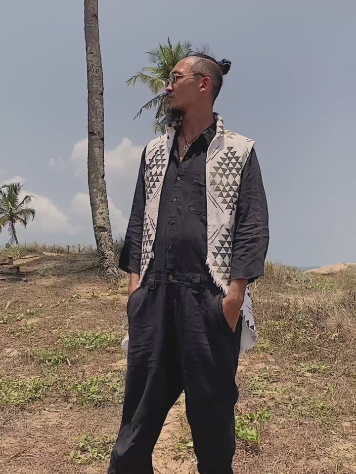Organic Vest Jacket / Black & White
