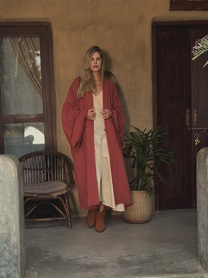 Handwoven Nomad Kimono / Red Ochre