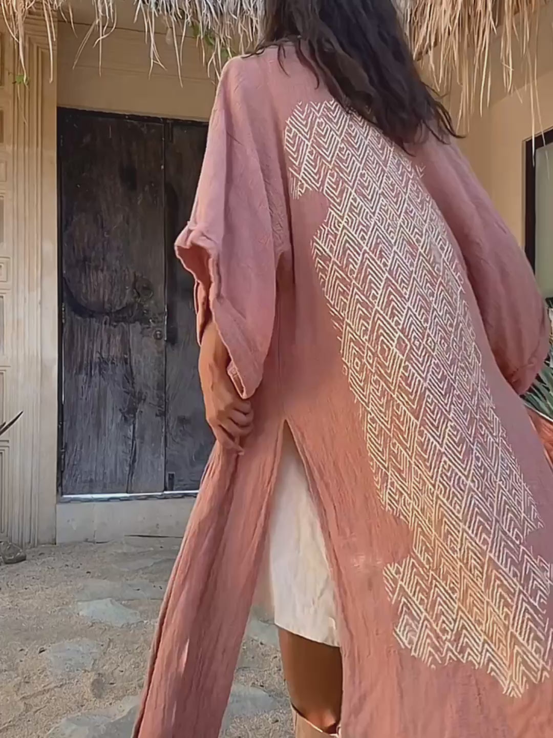 Raw Printed Kimono / Dusty Pink