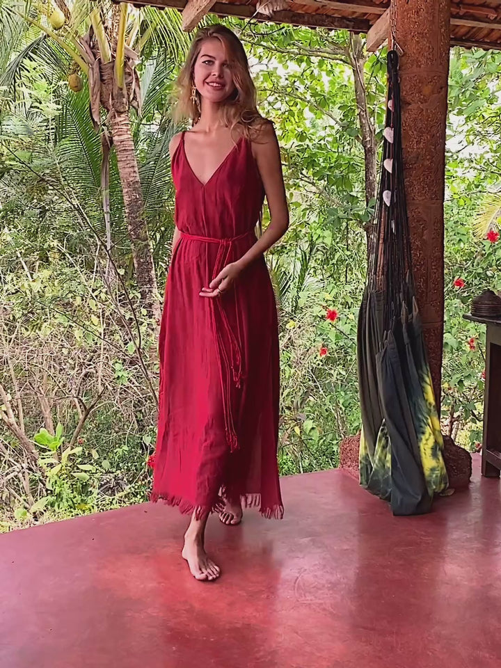 V-neck Maxi Dress / Red Ochre