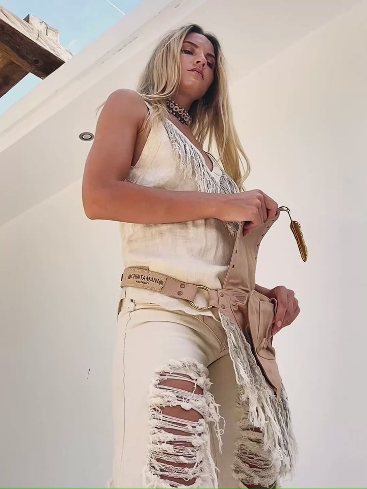 Fringy Waist Bag / Beige