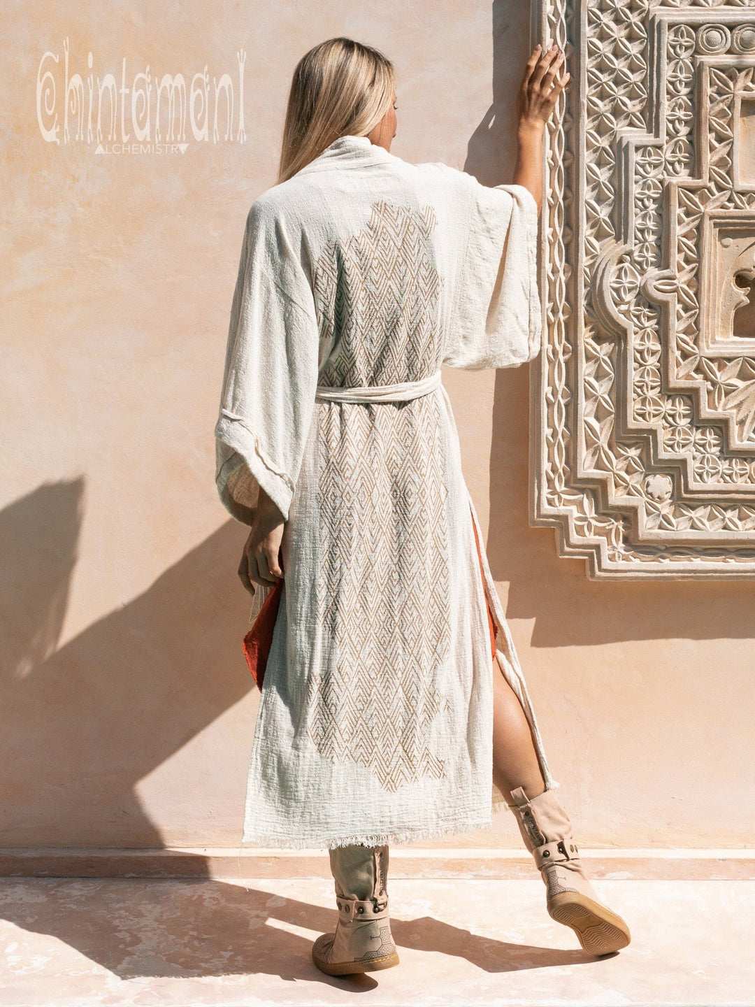 Raw Printed Kimono / Off White - ChintamaniAlchemi