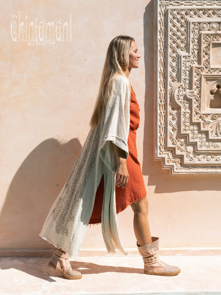 Raw Printed Kimono / Off White - ChintamaniAlchemi