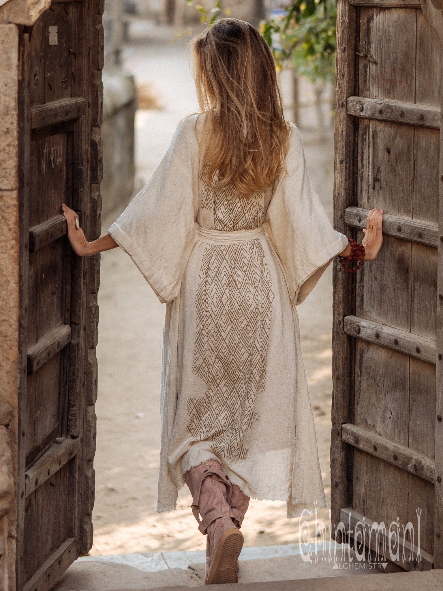 Raw Printed Kimono / Off White - ChintamaniAlchemi