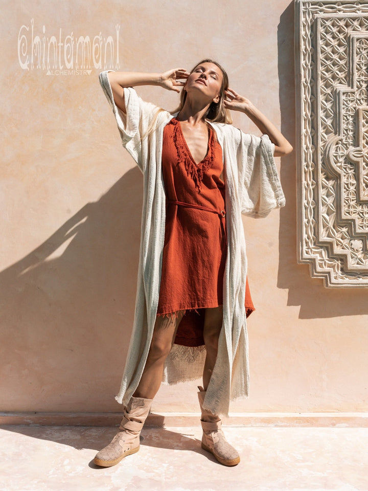 Raw Printed Kimono / Off White - ChintamaniAlchemi