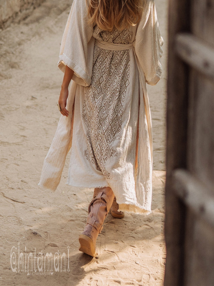 Raw Printed Kimono / Off White - ChintamaniAlchemi