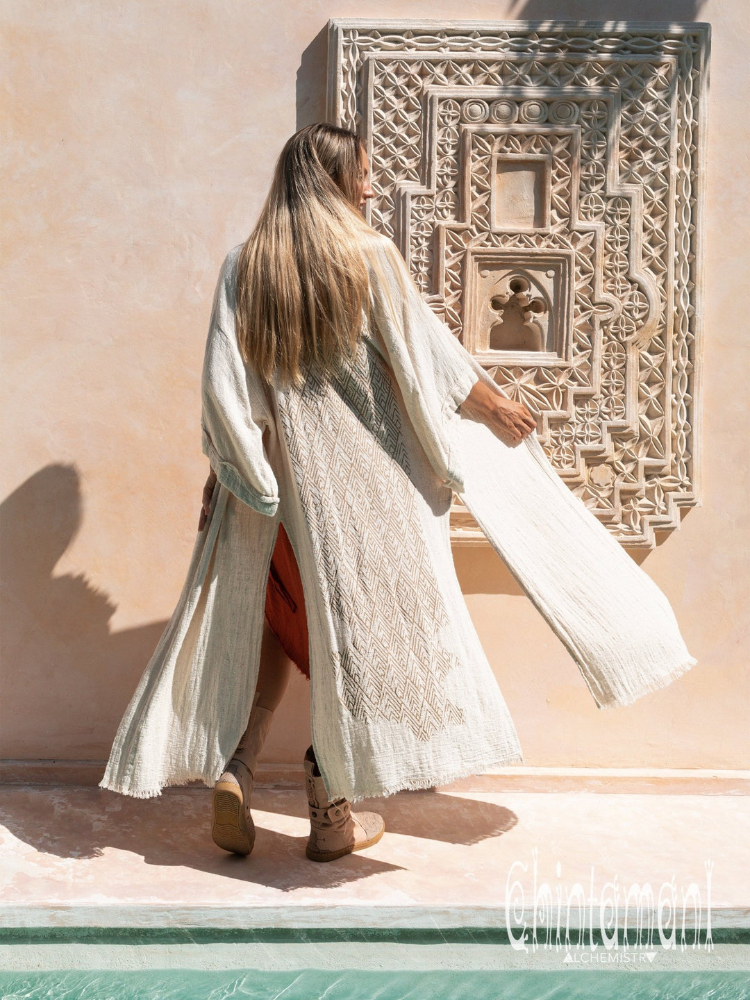 Raw Printed Kimono / Off White - ChintamaniAlchemi