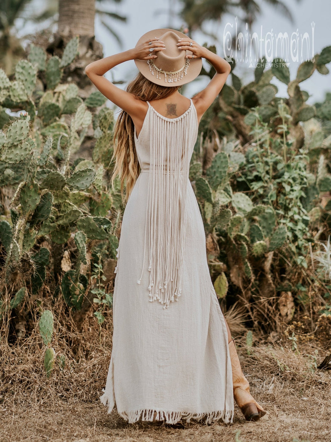 Rope Collar Dress / Off White - ChintamaniAlchemi