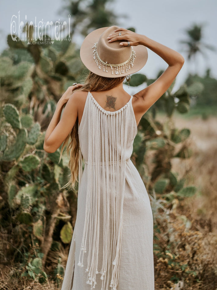 Rope Collar Dress / Off White - ChintamaniAlchemi