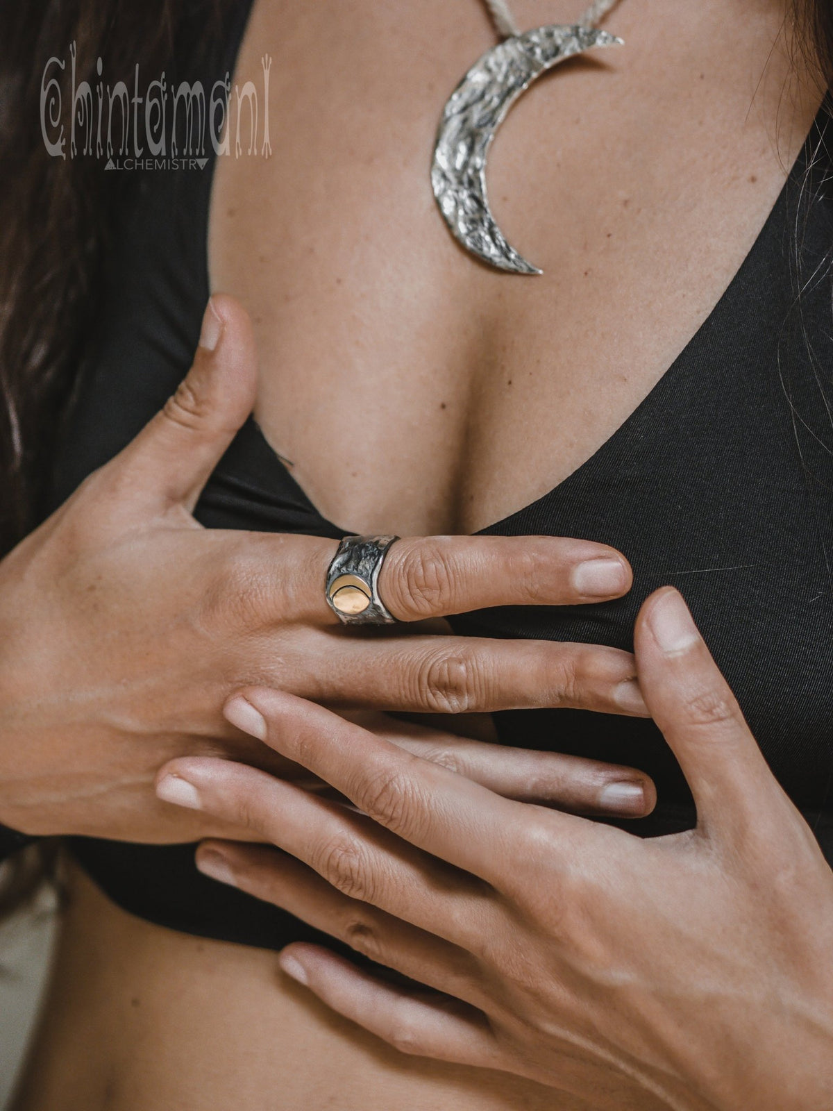 Sun &amp; Moon Ring / Silver &amp; Gold - ChintamaniAlchemi