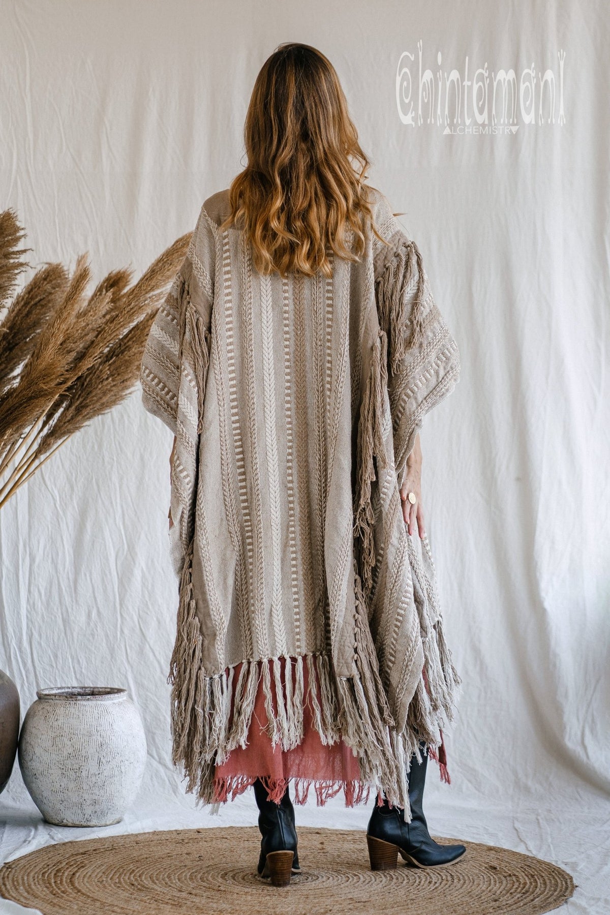 Tassel Poncho Robe / Coffee - ChintamaniAlchemi