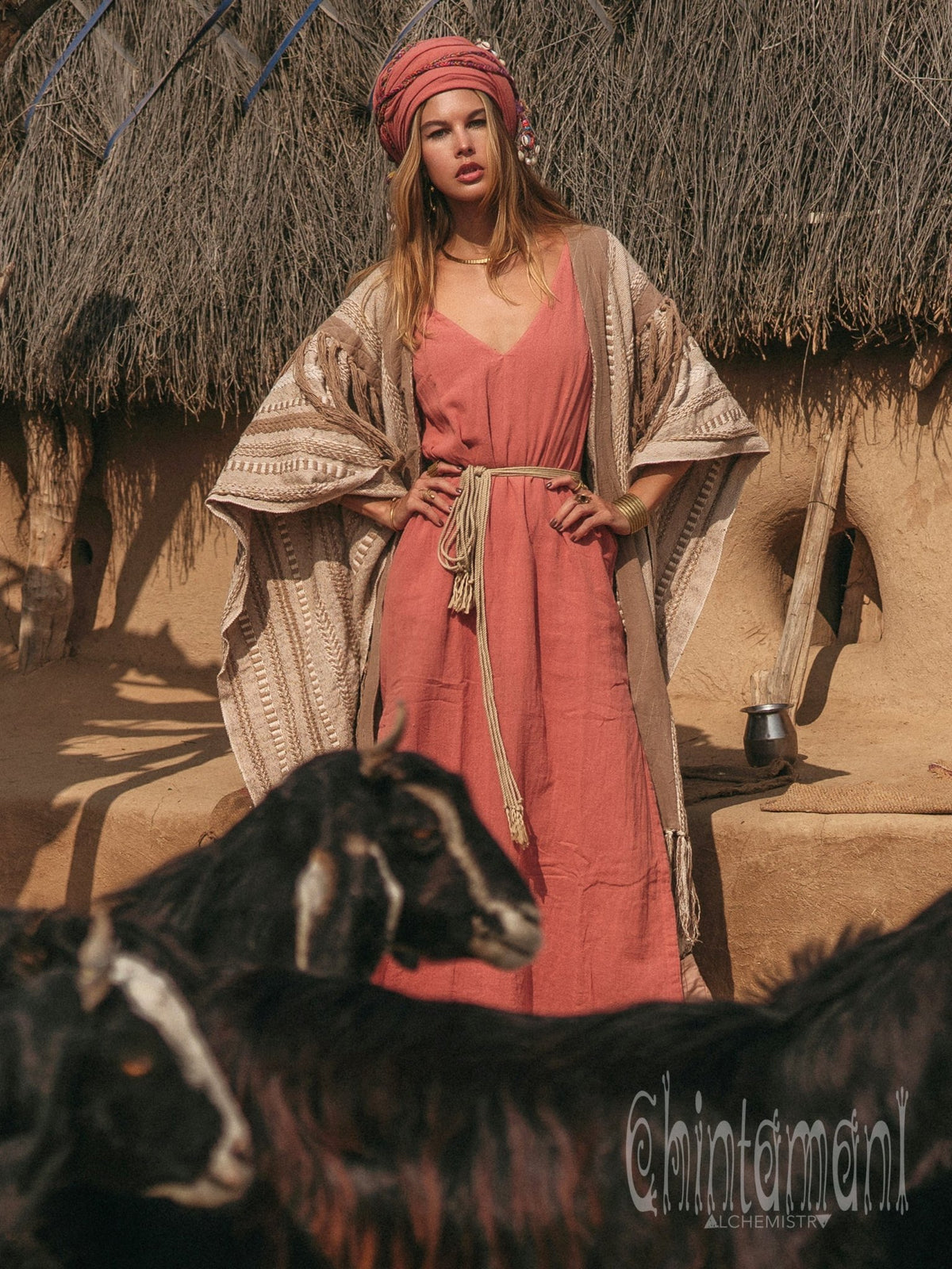 Tassel Poncho Robe / Coffee - ChintamaniAlchemi