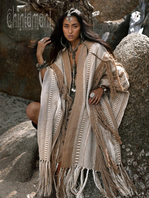 Tassel Poncho Robe / Coffee - ChintamaniAlchemi