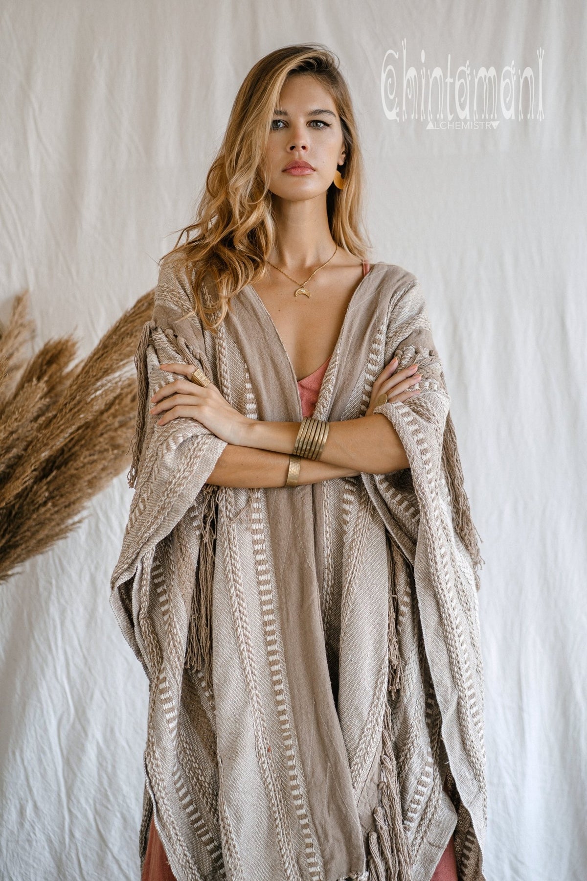 Tassel Poncho Robe / Coffee - ChintamaniAlchemi