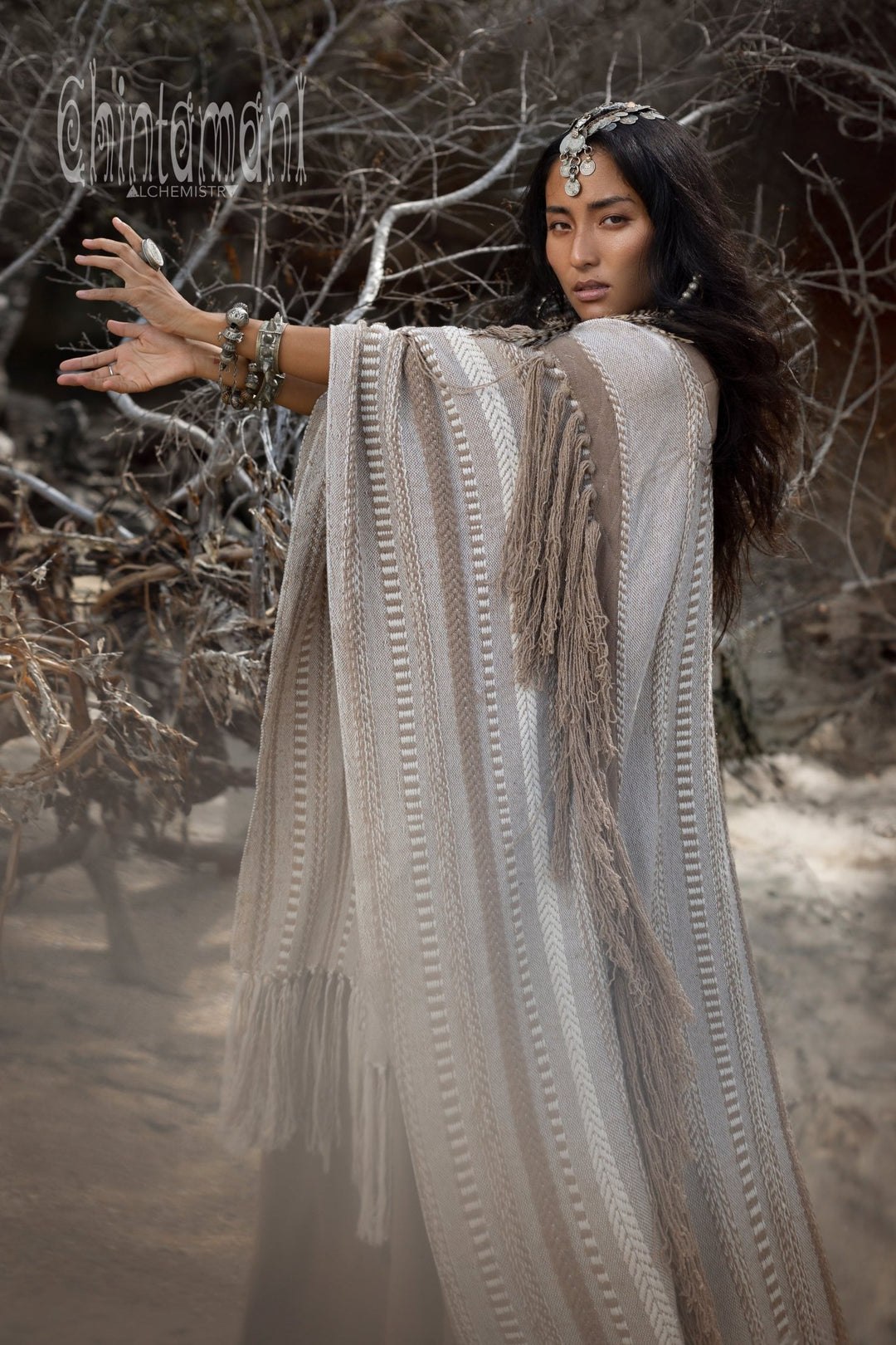 Tassel Poncho Robe / Coffee - ChintamaniAlchemi