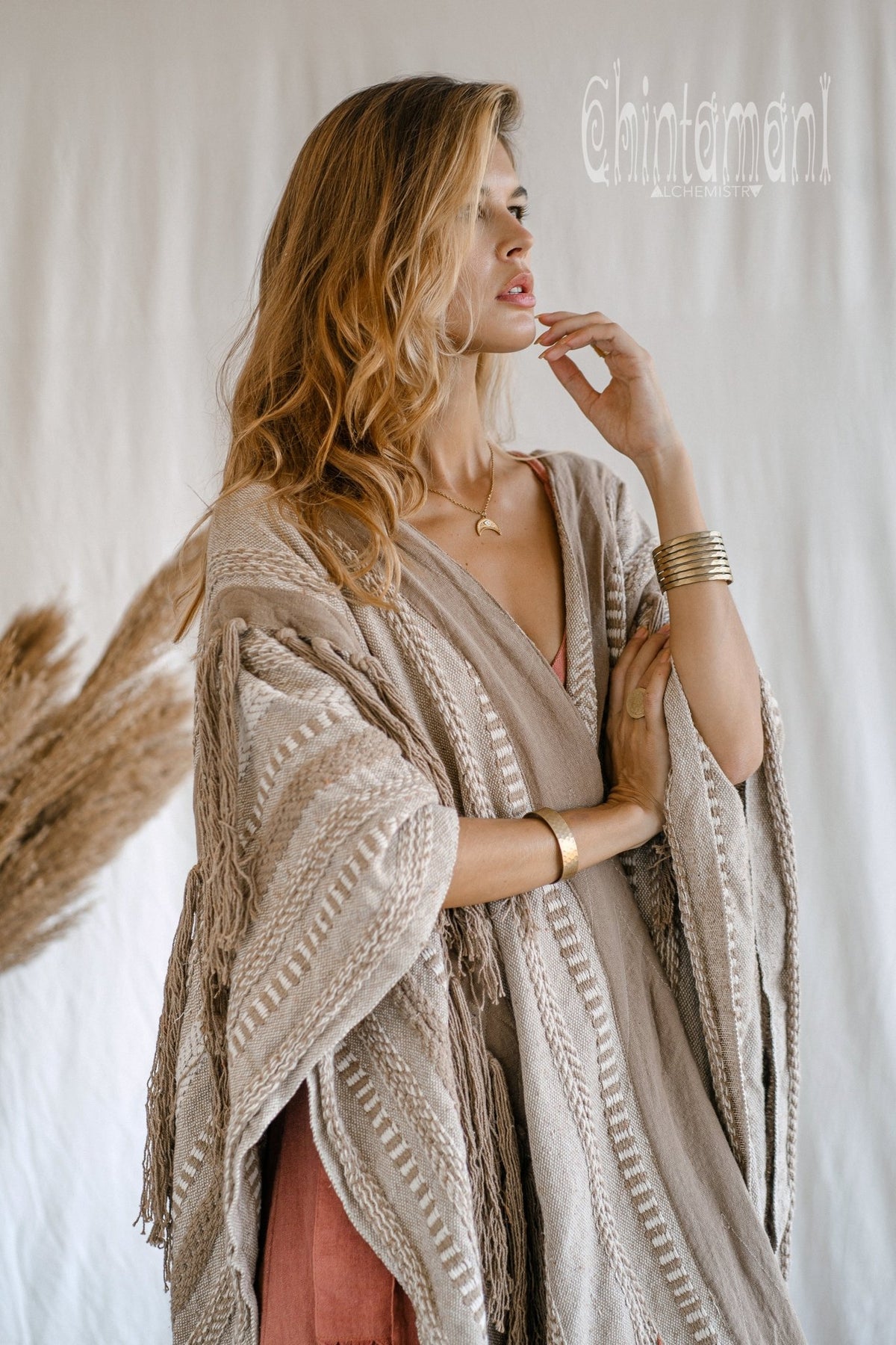 Tassel Poncho Robe / Coffee - ChintamaniAlchemi